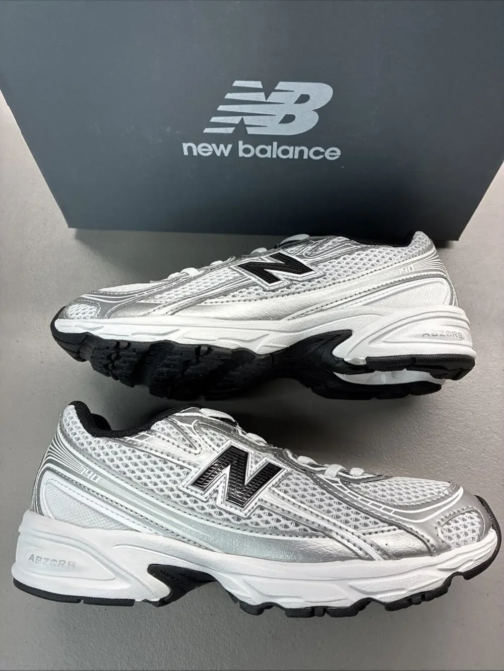 New Balance 740 Bungee Lace Grey Black Mesh Sneakers Unisex Kids Size 3